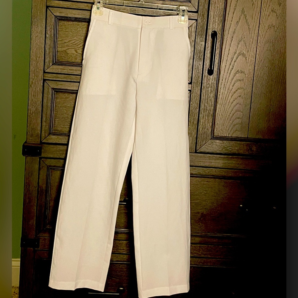 White boys suit jacket and matching boys suit pants